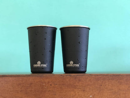 Stainless Steel Cups - 16 oz Pint Tumbler (4 Pack) - Premium Metal Drinking Glasses | Stackable Durable Cup (16 oz Black)
