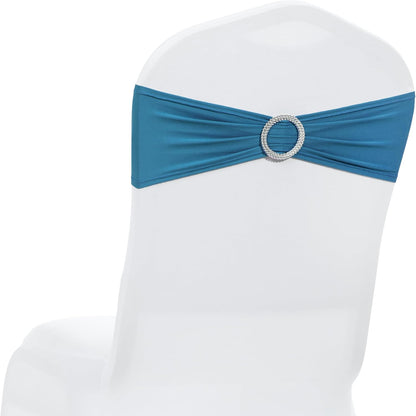 MDS Spandex Chair Sashes - Universal Fit Elastic Stretch Bows with Slider Buckle | Dark Teal, Pack of 250