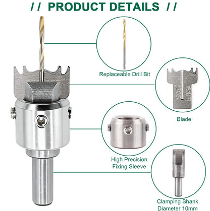 Tidsech 34 PCS Ring Drill Bit Set, 16-23 mm Blades Wood Ring Maker Set, Adjustable Design fits US Ring Sizes 5.5-13, 8 Blades, 22 Cores, Be Used with Lathes or Drill Presses