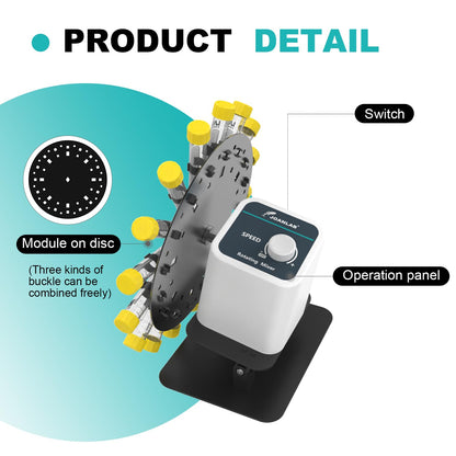 JOANLAB Digital Lab Rotary Rotating Mixer Tube Mixer Shaker for 1.5/2/5/10/15/50ml Adjustable Speed 20-80RPM Knob Control