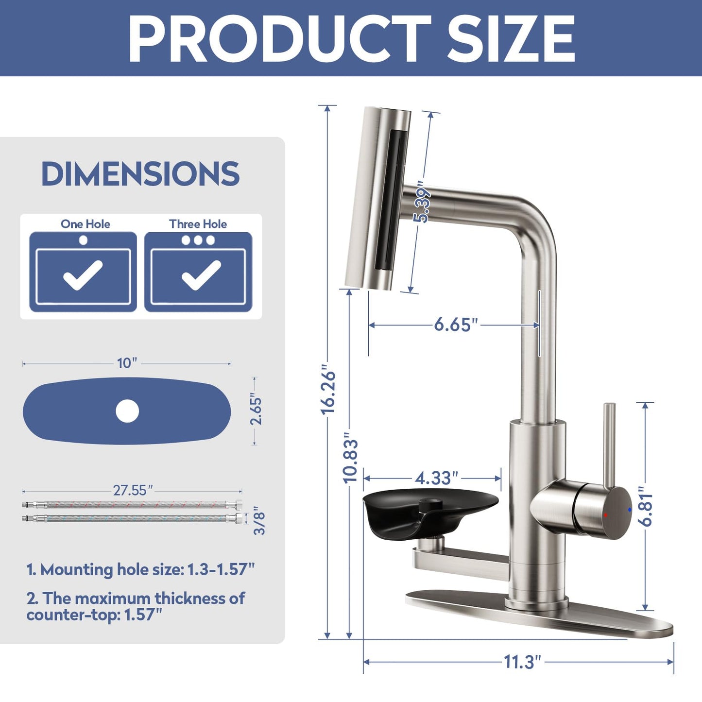 SINGSUO Pull Down Kitchen Faucet with Glass Rinser, 4 Spray Modes Kitchen Faucets with Pull Out Sprayer & Cup Washer, High Pressure Single Handle Bar Sink Faucet 1 or 3 Hole