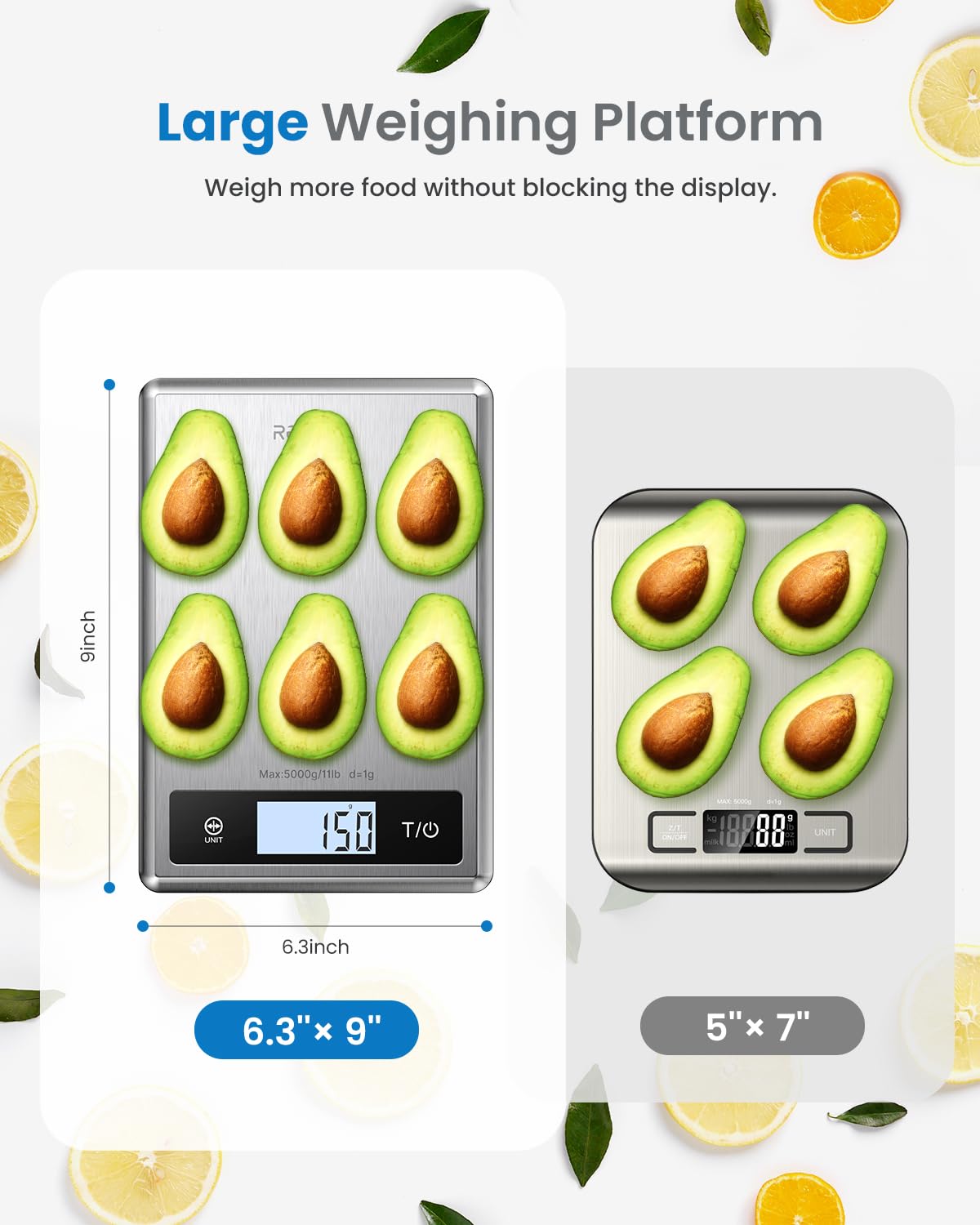 RENPHO Digital Food Scale with Nutritional Calculator, Smart Food Kitchen Scale, Food Weight Scale Grams and Ounces for Weight Loss, Calorie, Macro and Cooking, Stainless Steel
