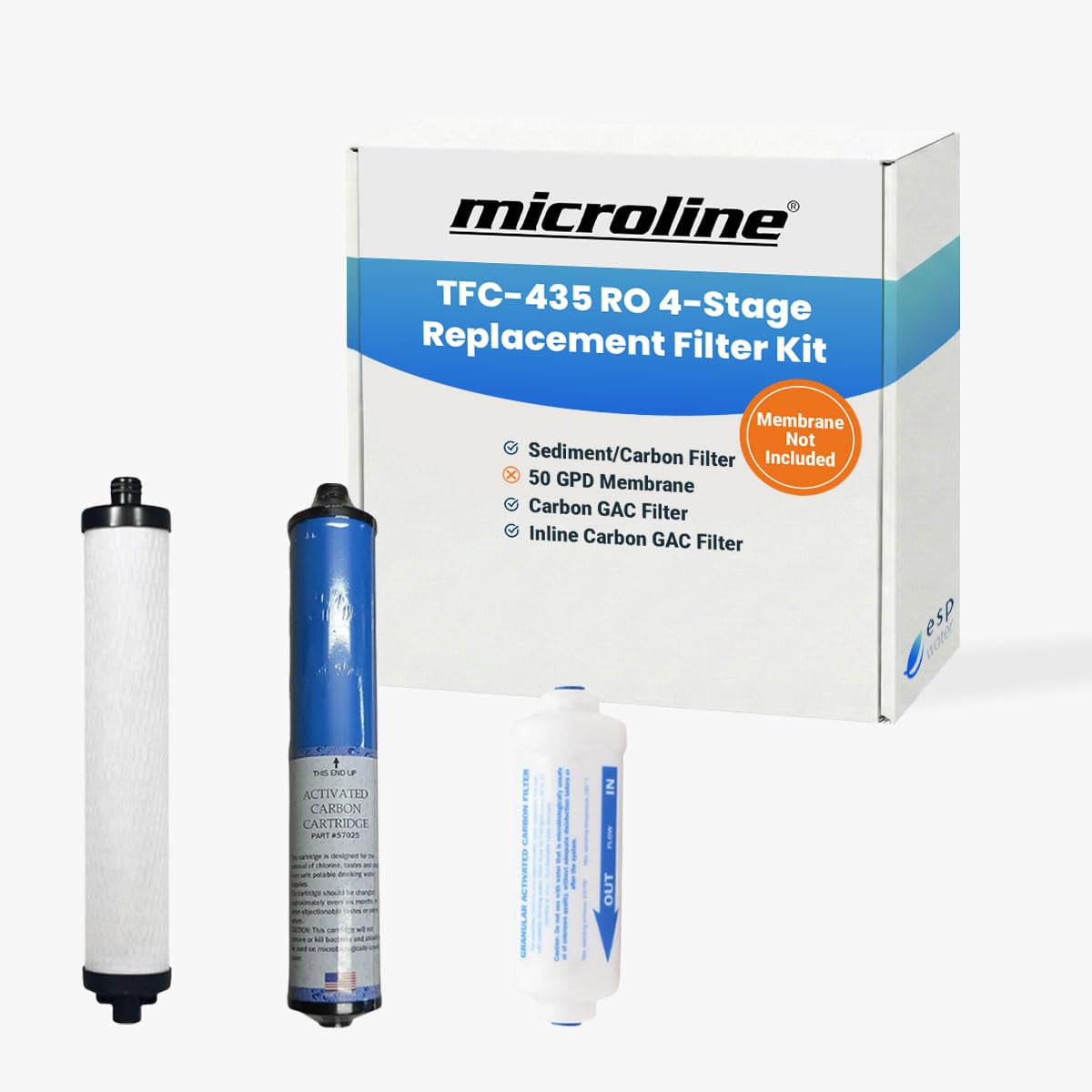 Microline TFC-435 RO Replacement Filters – Annual Kit for TFC-435 Systems – Includes S7028, S7025, S7206W-JG – RO Membrane Not Included – Made in USA