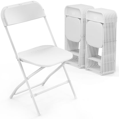 VINGLI Folding Chairs Set,Portable Foldable Comfy Seat for Adult, Metal Frame with Plastic Panel, Ideal for Party, Event, Wedding, Office, Commercial, White, 20 Pack