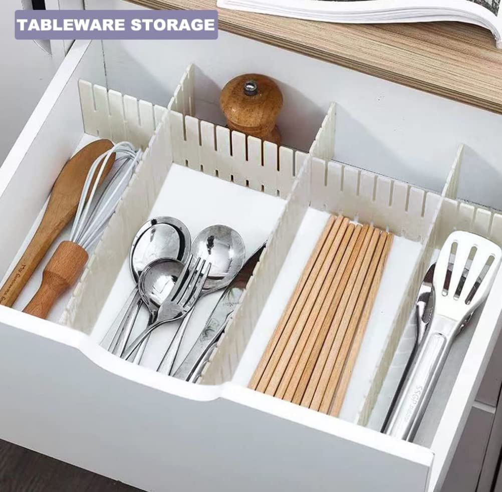 44Pcs Drawer Dividers with Fixing Buckle, Adjustable Drawer Organizer Storage Separator for Clothes, Cutlery, Socks, Underwear, Makeup, Dresser, Kitchen, Bedroom, Office, Bathroom, 14.5 * 2.75in