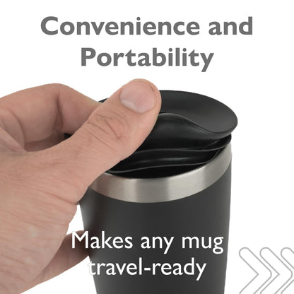 Porta Via Reusable Silicone Coffee Cup Lid - Medium Size, Black