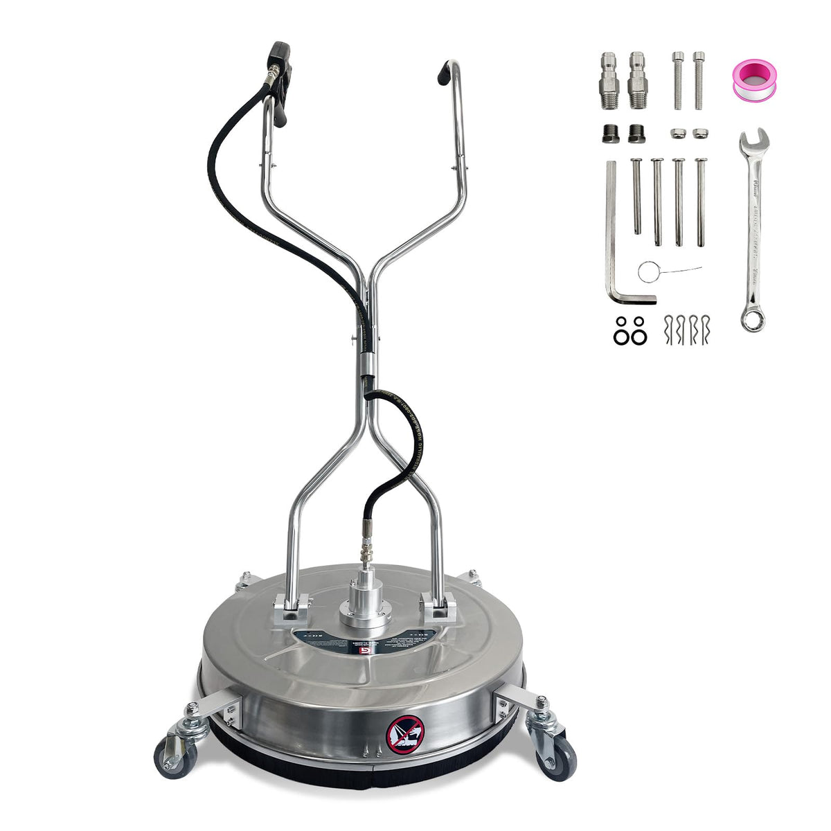 20" Pressure Washer Surface Cleaner with 4 Wheels - Stainless Steel Dual Handle Surface Cleaner 4600 Max PSI, 3/8" Connector & 1/4" Adapter Power Washer Floor Attachment,for Floor Driveway, Patio