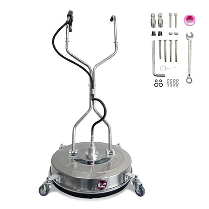 24" Pressure Washer Surface Cleaner with 4 Wheels - Stainless Steel Dual Handle Surface Cleaner 4900 Max PSI, 3/8" Connector & 1/4" Adapter Power Washer Floor Attachment,for Floor Driveway, Patio