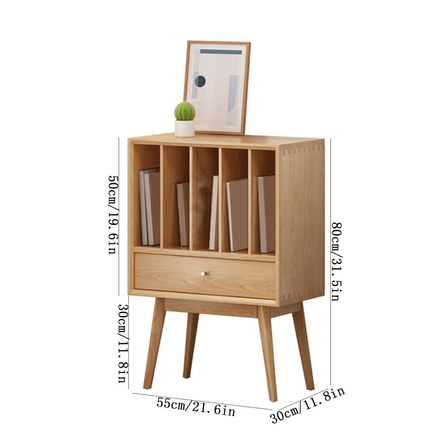 YUHUAWF Vinyl Record Holder Vinyl Record Wooden Display Cabinet with Drawer Home Multi-Functional Storage Sideboard CD Holder