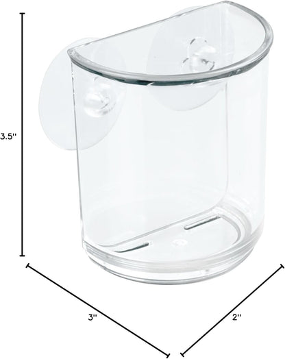 iDesign Plastic Suction Tumbler Cup and Bathroom Organizer, Clear, 3" x 2" x 3.5"