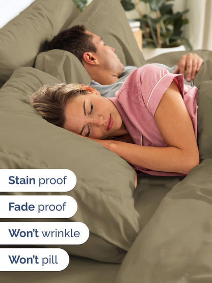 Skiennix Extra Deep Twin Sheet Set - 4-Piece Breathable Cooling Sheets - Luxurious Hotel Quality - Soft, Wrinkle-Free Khaki
