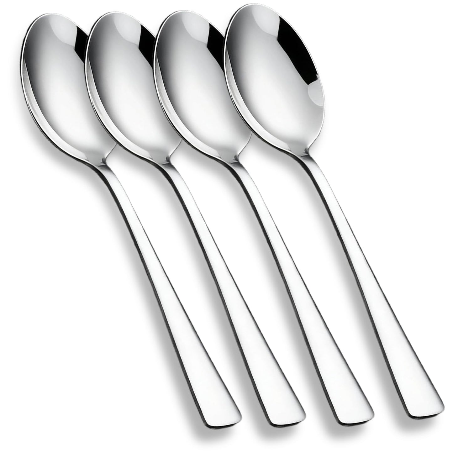 4-Piece Soup Spoons Set, 8.26" Stainless Steel Large Dinner Spoon with 5.5" Long Handle for Soup, Cereal, Dessert, Serving, Dishwasher Safe
