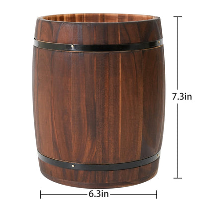 KewinSent Wooden Utensil Holder, Brown, Barrel Shape, Holds Spoons and Scoops, Wine Barrel Design, Painted, Smooth Surface, Sturdy Construction