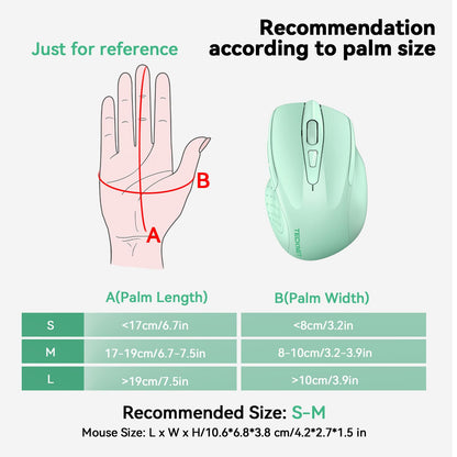 TECKNET Wireless Mouse (BT5.0/3.0 & 2.4G) Rechargeable 4800 DPI Silent USB A & Bluetooth Mouse 6 Buttons, Wide Compatibility - Grey