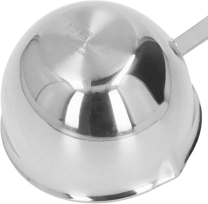 Stainless Steel Saucepan, Half Quart Heavy Bottom Cooking Pot with Pour Spout for Home Kitchen