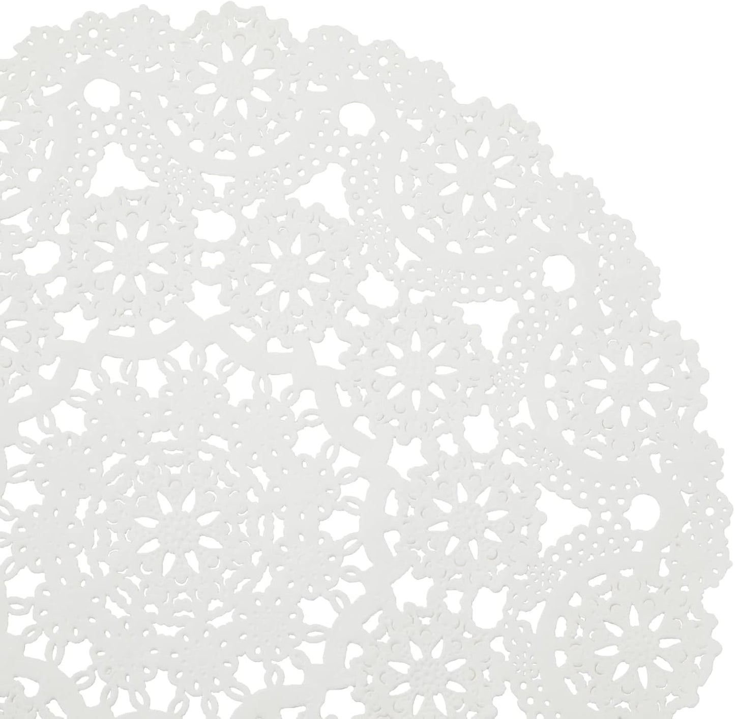 Juvale White Lace Paper Doilies for Tea Party Decorations - 12 in Round, 200 Pack Disposable Paper Placemats