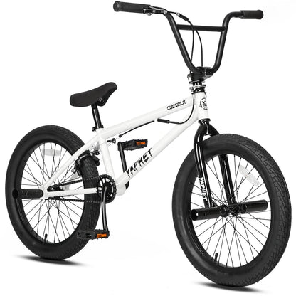 cubsala Freestyle BMX Bike, 20 Inch Yaphet Bicycle for Teen Beginner Adult Riders, Bike with 360° Rotating Handlebar and 4 pegs, Whtie
