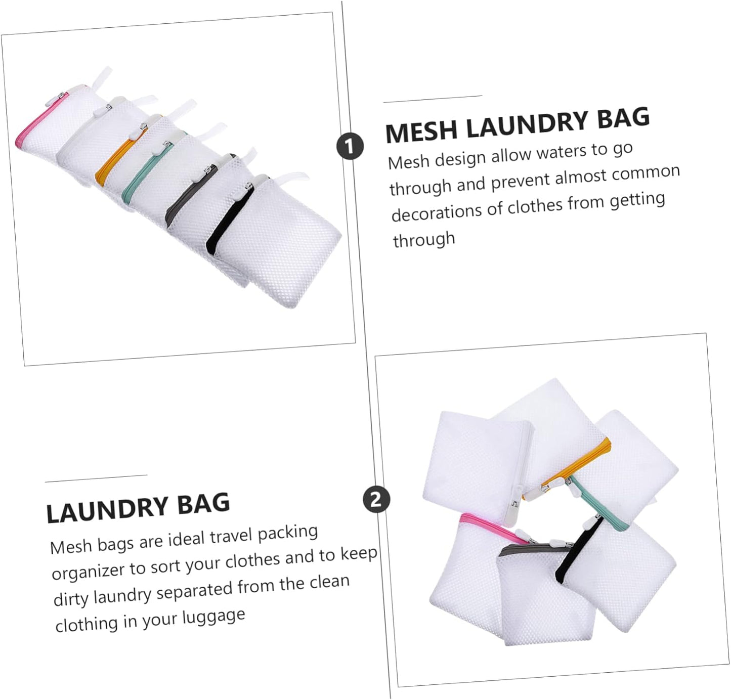 Zerodeko 6pcs Laundry Bag Set, Fine Mesh Washing Bags for Underwear, Bras, Travel Wash Bag with Zipper