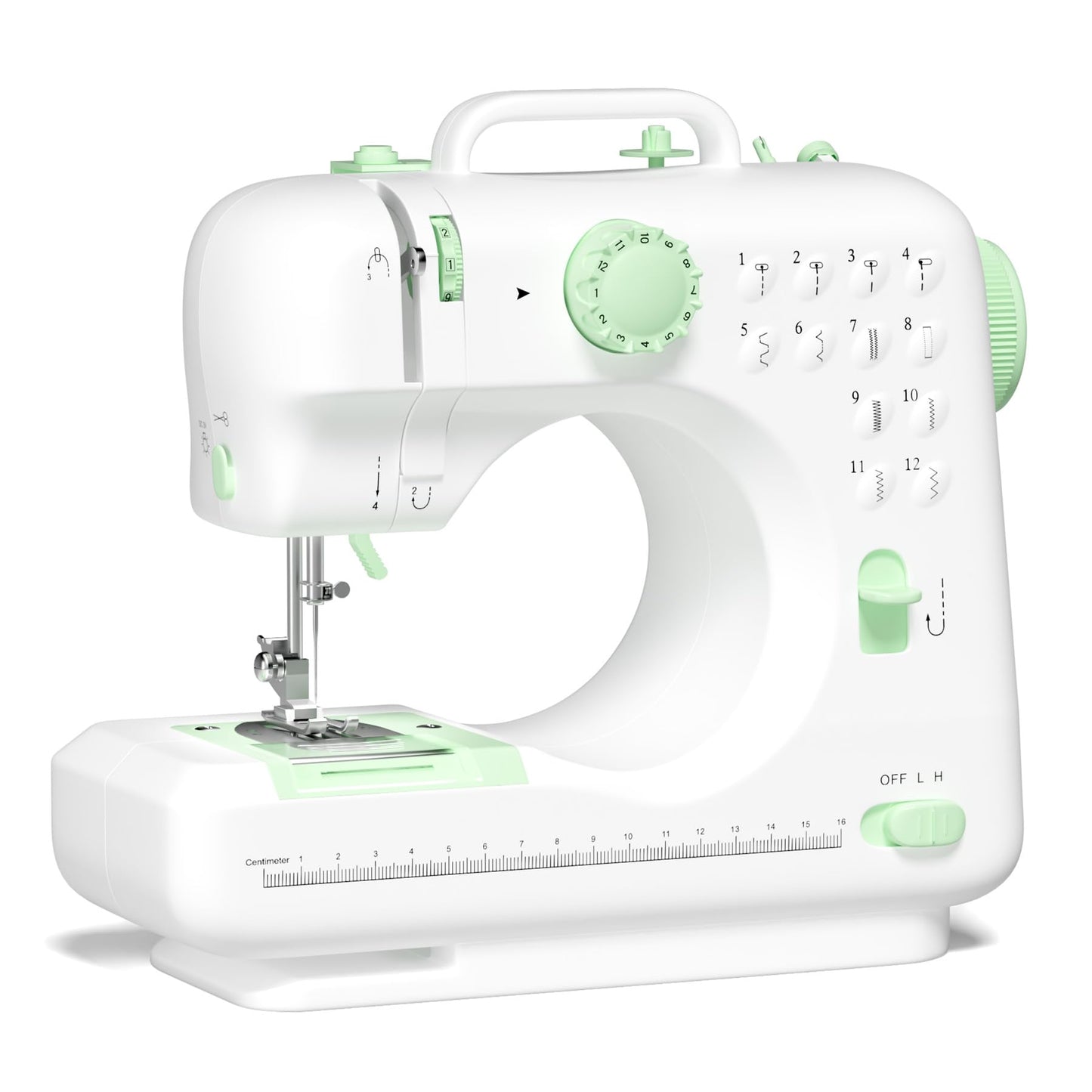 Verdanika Beginner Sewing Machine, 12 Built-in Stitches with Foot Pedal, 2-Speed Control, Portable Mini Sewing Machine for Home Travel Use & Sewing Enthusiasts (green)
