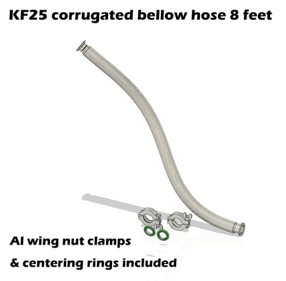 bmotiontech ISO-KF KF25 Corrugated Flexible Bellow Hose Set with 2X Aluminum clamp / 2X SS Centering Ring / 2X FKM O-Ring (8 feet KF25)