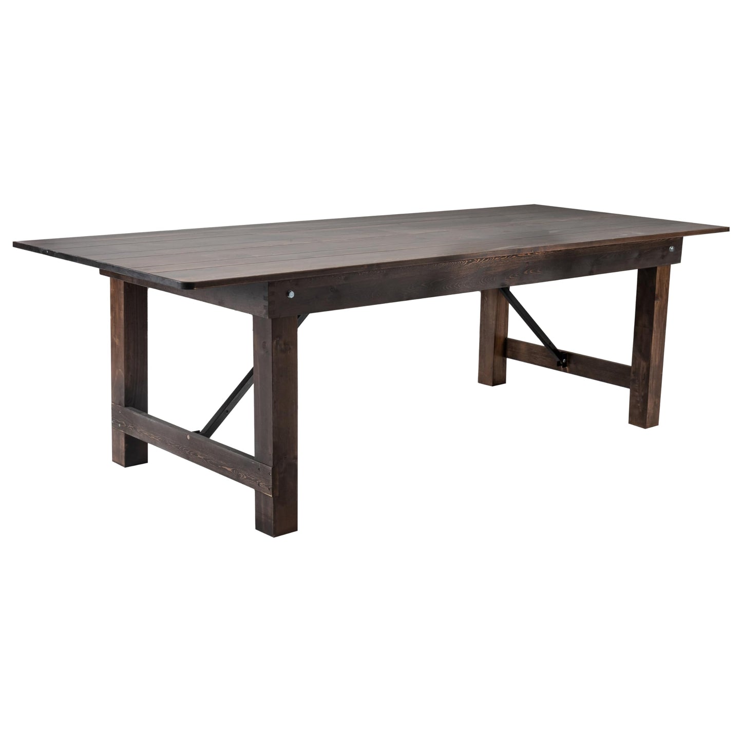 Taylor & Logan Ingles 8' x 40" Rectangular Antique Rustic Mahogany Solid Pine Folding Farm Table