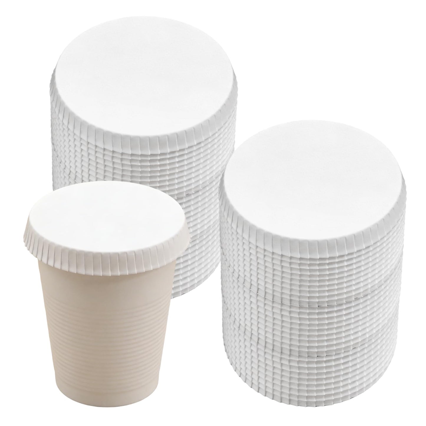 100pcs Disposable Paper Cup Cover, 3.54 inches Recycled Drinking Lid, White Coffee Cup Cover, Hot Cup Lids for Home Kitchen Cafe Parties Wedding Hotel Bars (Without Hole)