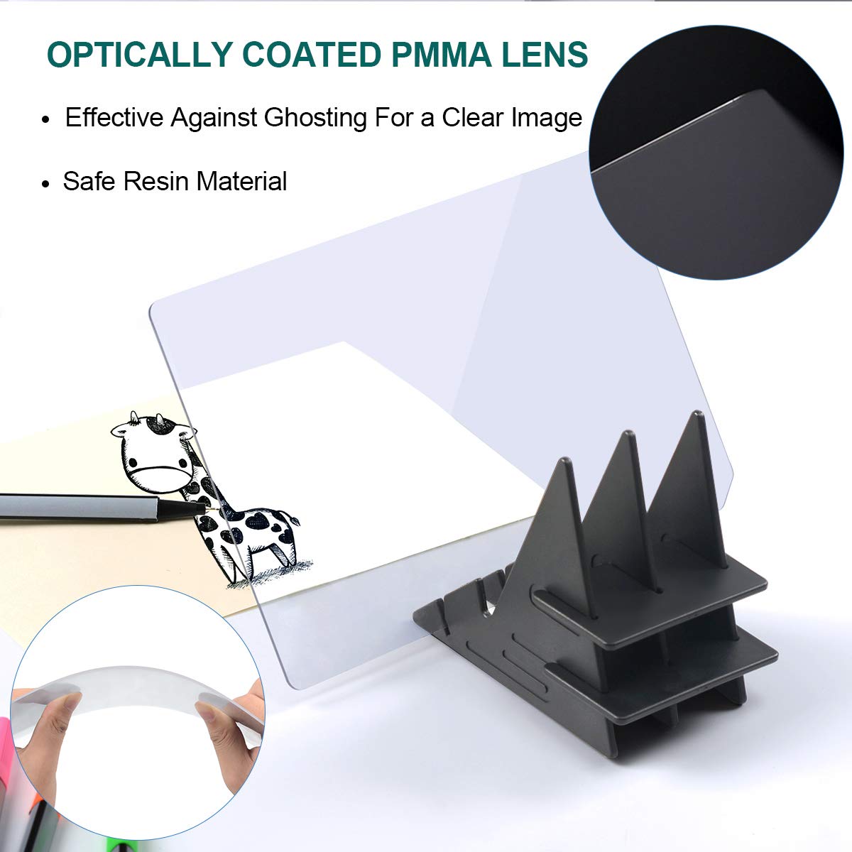 Optical Drawing Board Portable Image Drawing Board Tracing Drawing Projector Painting Board Sketching Tool with PMMA Lens for Beginners, Artists, etc - Small
