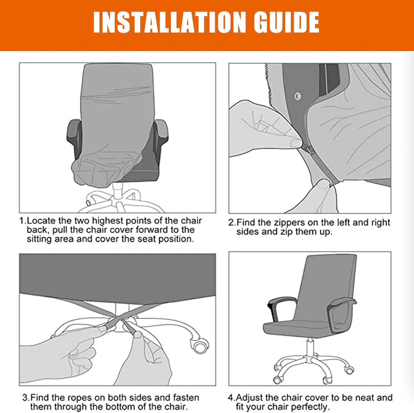 CRFATOP Stretch Computer Office Chair Cover with Durable Zipper, Universal High Back Chair Slipcover