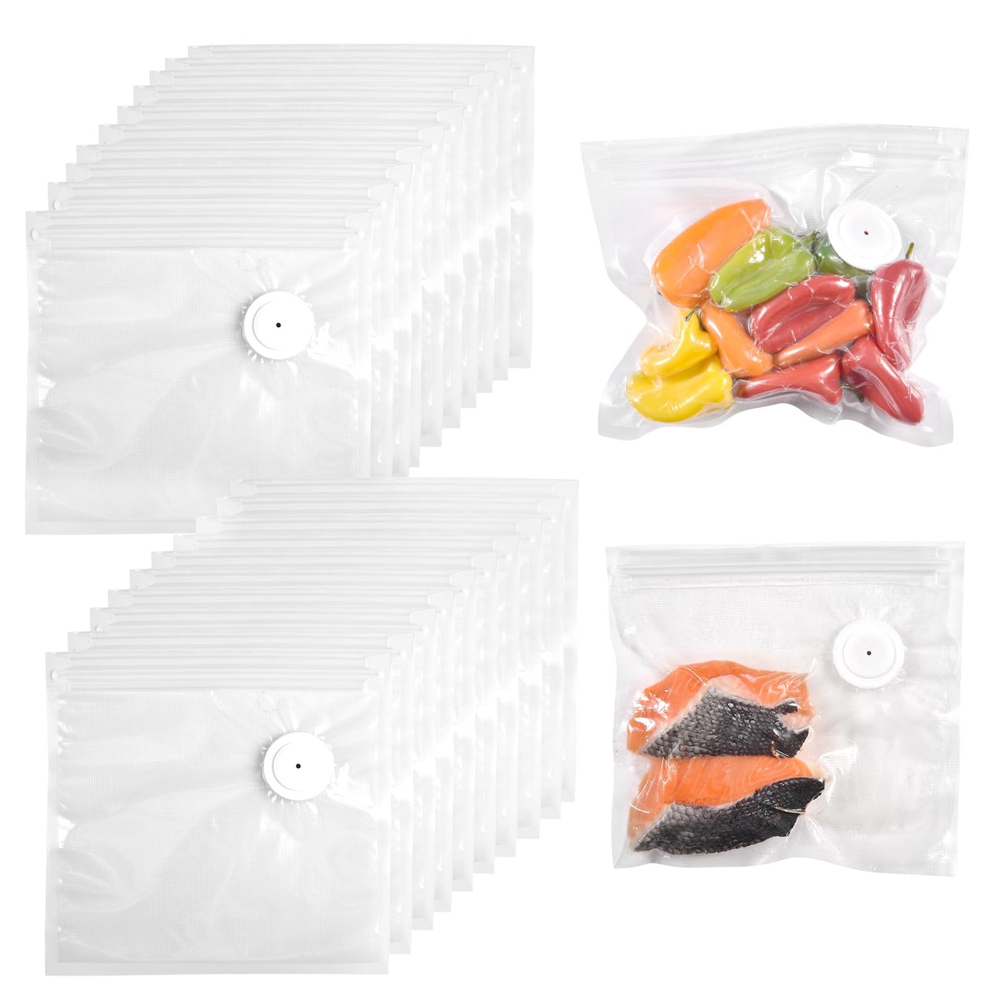 VENMATE Reusable Vacuum Sealer Bags, 15 Pack BPA-Free 8×8 Inch, Heavy-Duty Commercial Grade, Leak-Proof, Freezer Microwave Sous Vide Safe