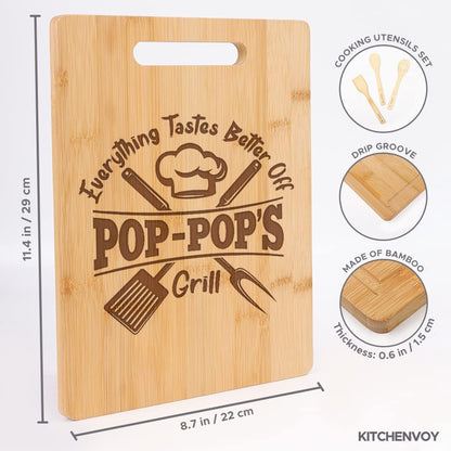 Grandpa Cutting Board - Gifts for Grandpa from Grandkids - Pop Gifts for Father's Day - Kitchen Gift for Christmas,