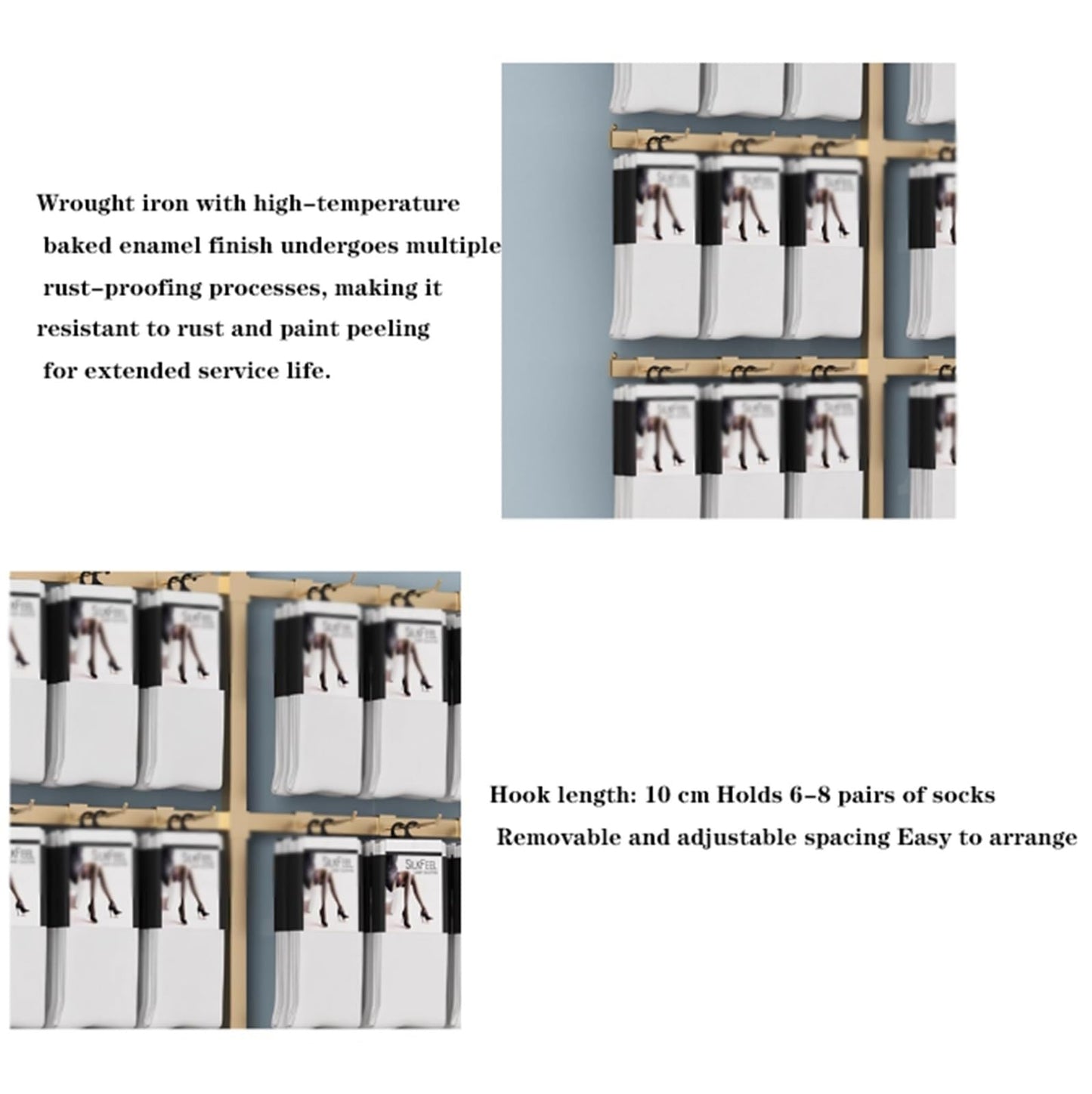 Underwear Display Stand with Hook, Metals, Retail Showshelves, Lingerie Bra Rack Swimsuit Organizer Hanger, Commercial Clothing Store Shelf, for Shorts,Hats, Sock(40 * 100cm)