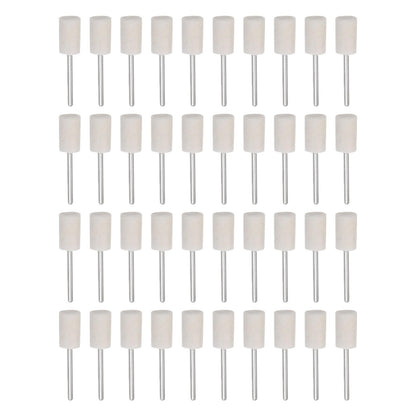 HARFINGTON 40pcs Wool Felt Mounted Mandrel Points 10mm Head 1/8 Inch Shank Cylinder Polishing Bits Burrs Felt Polishing Buffing Wheel for Rotary Tool