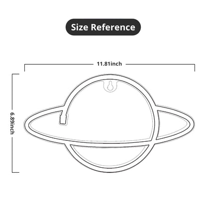 Lumoonosity Planet Neon Sign - USB Powered Saturn LED Light with On/Off Switch, Planet Led Sign for Wall Decor - Aesthetic Hanging Saturn Neon Light for Bedroom, Gaming Room