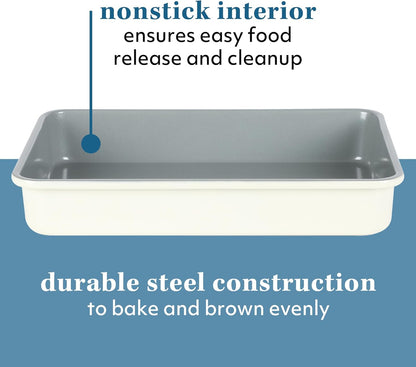 Sur La Table Nonstick Baking Pan - 9x13 Inch PFOA-Free Roaster in Linen White | Kitchen Essential