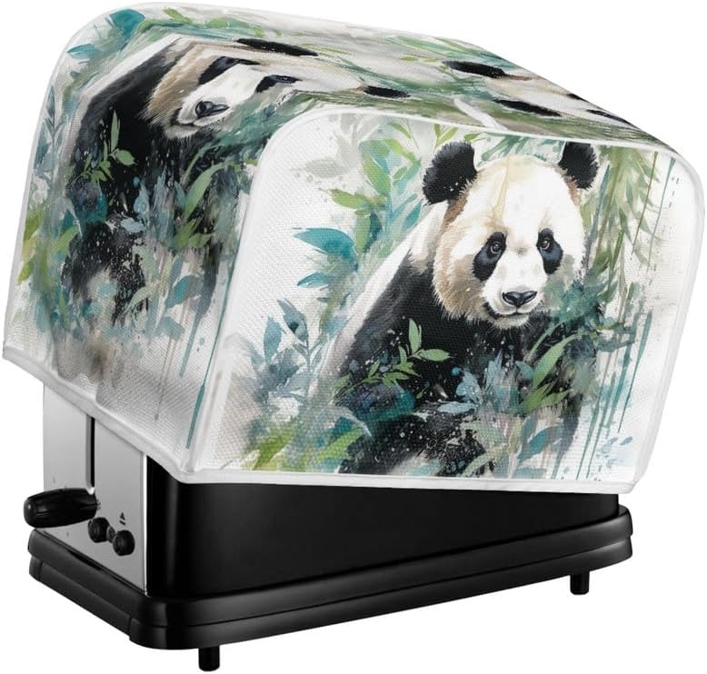 Toaster Cover for 4 Slice, Watercolor Panda Bamboo Dustproof Bakeware Protector, Small Kitchen Appliance Covers