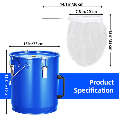 Garvee Fryer Grease Bucket 6 Gal, Oil Disposal Caddy, Steel Fryer Oil Transport Container with Rust-Proof Coating, Grease Can with Lid & Lock Clips & Filter Bag for Cooking Oil Filtering