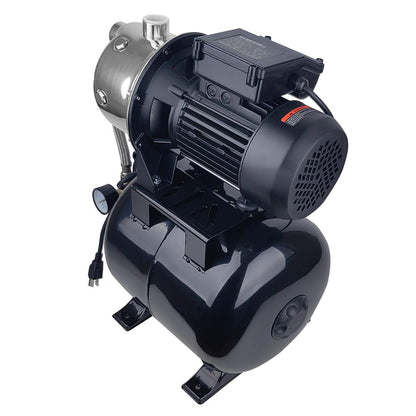 ZYIY 1.6HP Shallow Well Pump with Pressure Tank, 898GPH, 115V,Stainless Steel Automatic Water Booster Jet Pump, 157.5FT Centriffugal Pump for Home Garden Lawn Sprinkler Irrigation