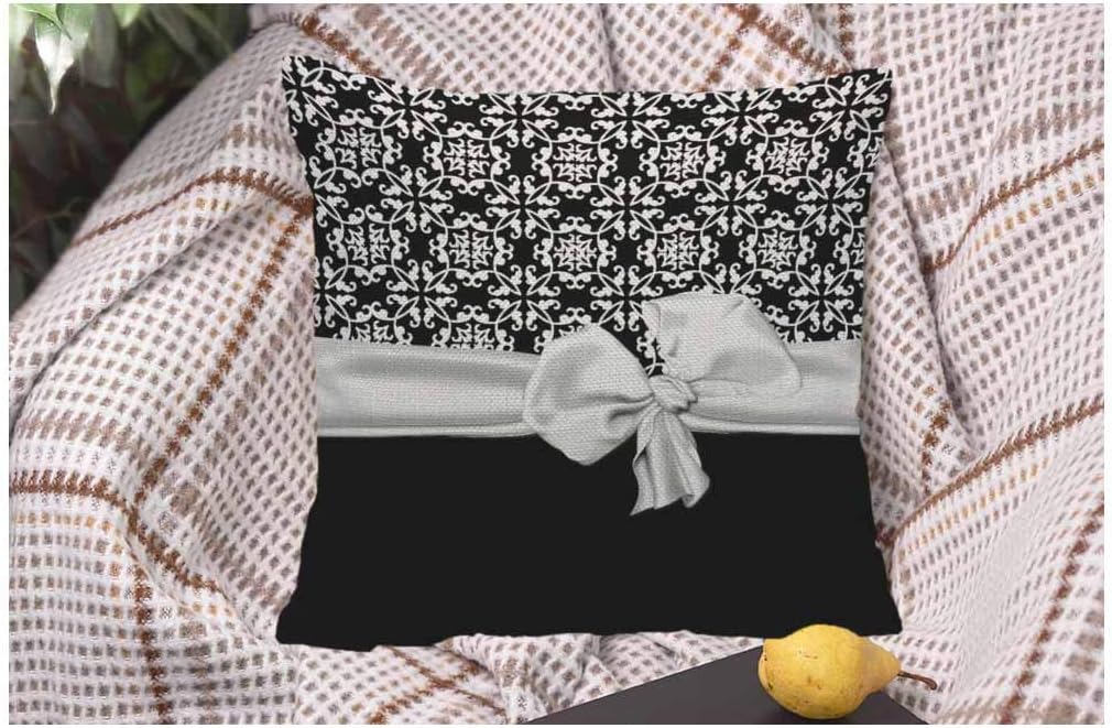 WONDERTIFY Stylish Black and White Euro Flower Pattern Throw Pillow Case Cover, Soft Linen 18x18 Inch for Decorative