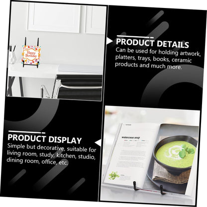 ARTIBETTER 4pcs Display Stand, Picture Frame Easel, Photo Dish Displays, Kitchen Plate Rack, Iron Organizer