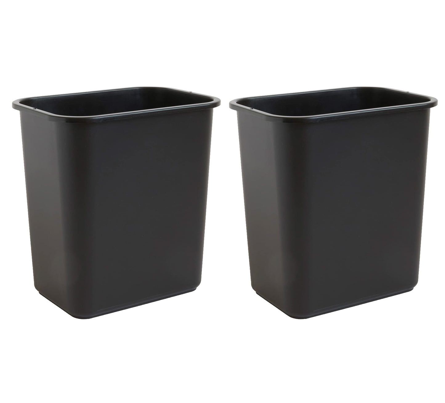 United Solutions 7 Gallon / 28 Quart Space Saving Trash Wastebasket, Fits Under Desk and Small, Narrow Spaces in Commercial, Kitchen, Home Office, and Dorm, Easy to Clean, Black, (WB0338) (Pack of 2)