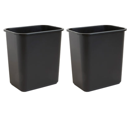 United Solutions 7 Gallon / 28 Quart Space Saving Trash Wastebasket, Fits Under Desk and Small, Narrow Spaces in Commercial, Kitchen, Home Office, and Dorm, Easy to Clean, Black, (WB0338) (Pack of 2)
