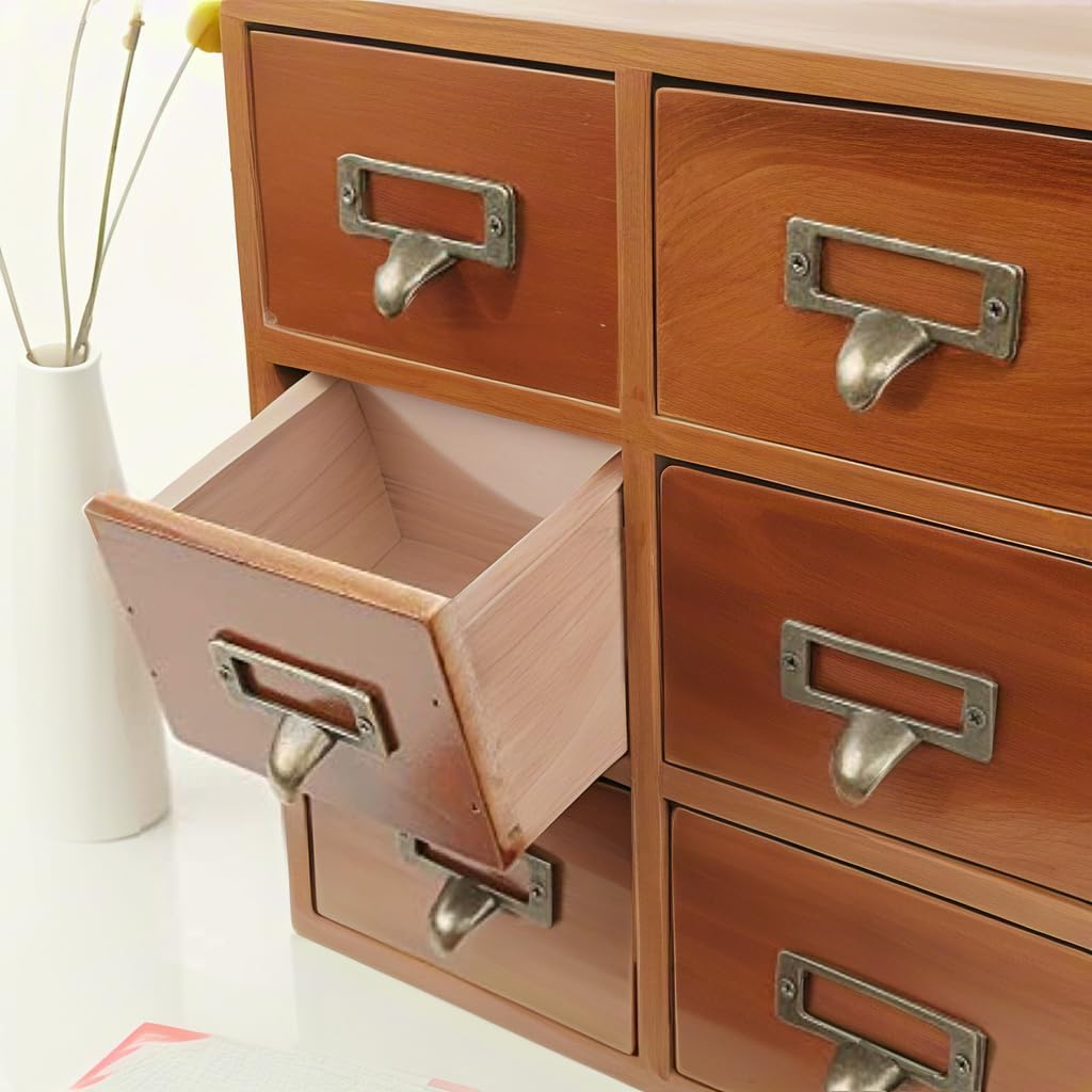 Vintage Apothecary Cabinet, 9 Drawers Wooden Organizer for Desktop, Small Chinese Medicine Cabinet