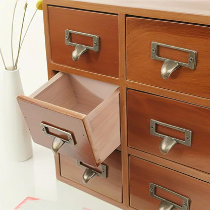 Vintage Apothecary Cabinet, 9 Drawers Wooden Organizer for Desktop, Small Chinese Medicine Cabinet