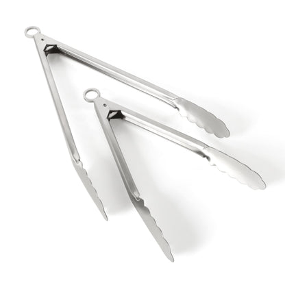 Martha Stewart Richburn 2-Piece Stainless Steel Tongs Set – 12-Inch and 9-Inch Kitchen Tongs for Grilling, Serving, and Cooking