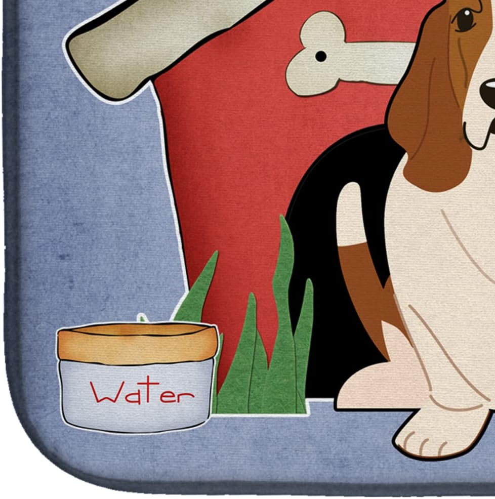 Caroline's Treasures BB2775DDM Dog House Collection Basset Hound Dish Drying Mat, Absorbent Pad for Kitchen Counter