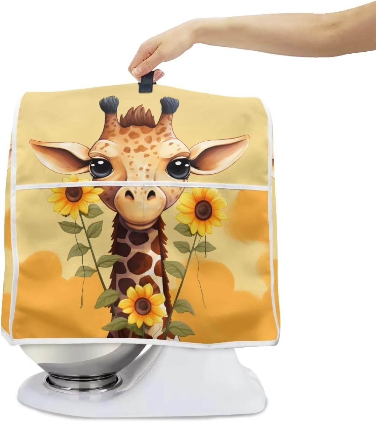 Upetstory Sunflower Giraffe Stand Mixer Cover, Compatible with Kitchen 6 & 8 Quart Bowl Lift, Dustproof with Pockets