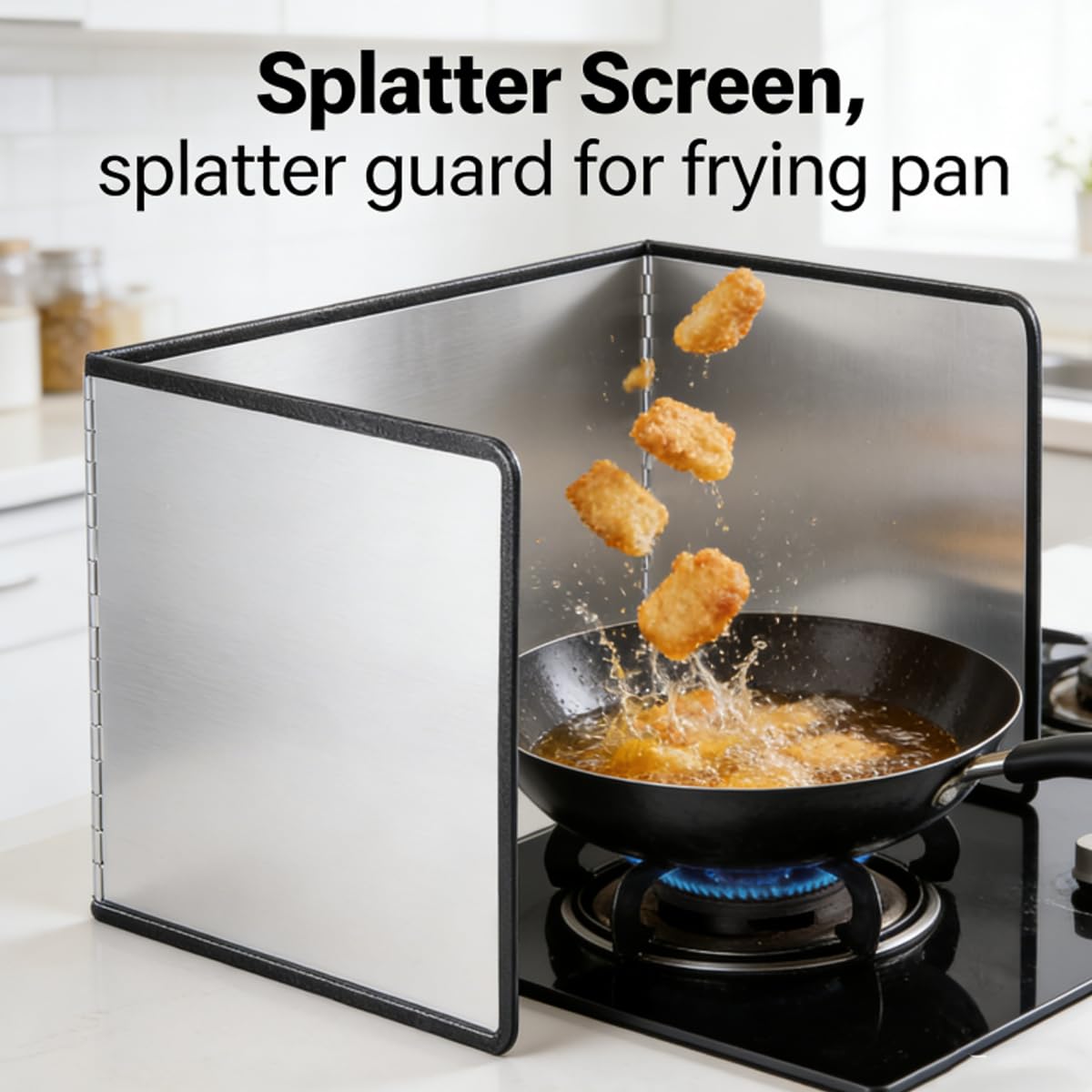 Splatter Screen, splatter guard for frying pan, grease splatter guard oil splatter guard, Heat Resistant Stove Top Shield, Stops Oil Grease Splashes, Safer Frying Pan Cooking Anti-Splash Protection