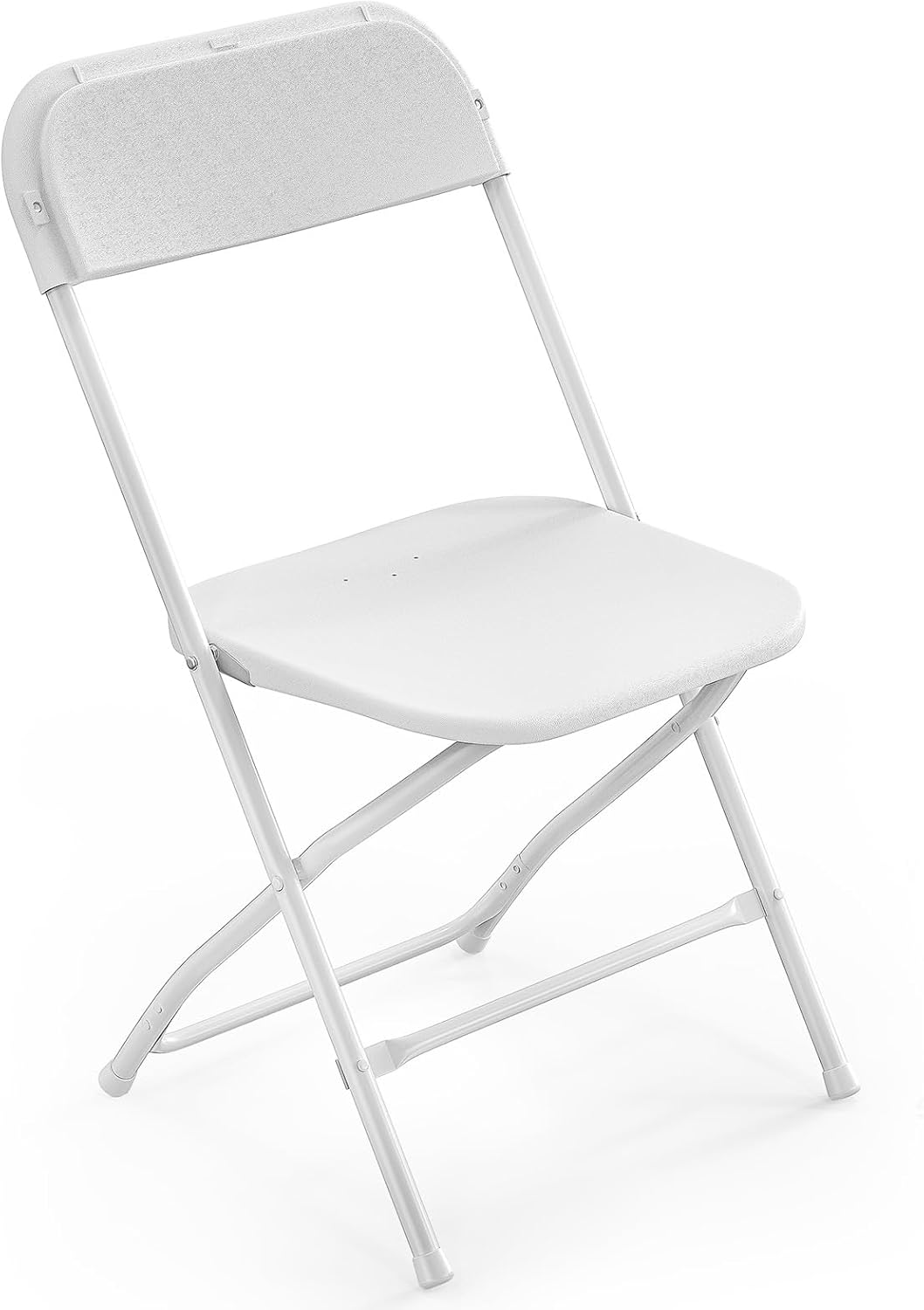 1 Pack Commercial 350lb. VINGLI White Plastic Folding Chair, Indoor Outdoor Portable Stackable Seat with Steel Frame