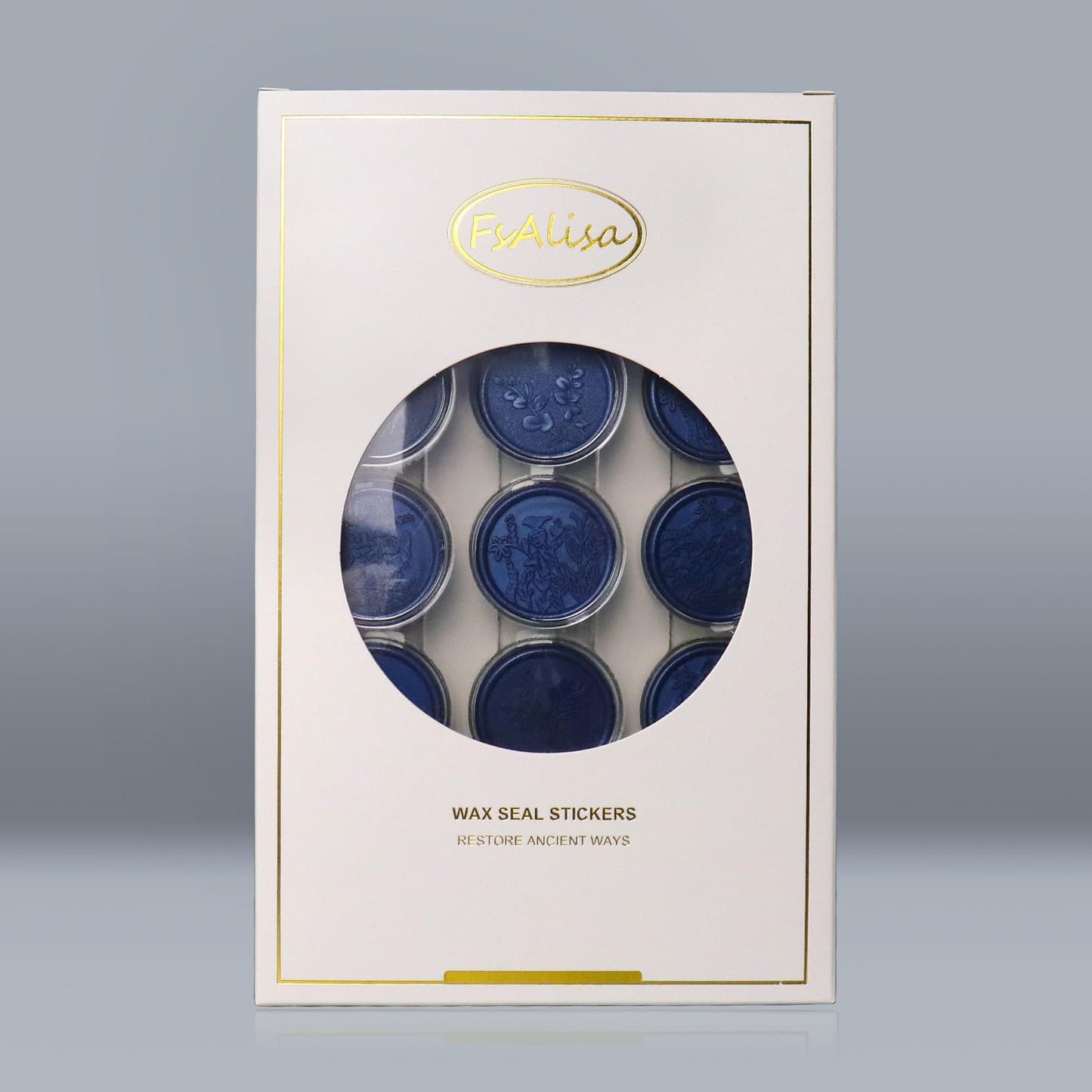fsalisa 60pcs Wax Seal Stickers Wedding Invitation Envelope Seal Wax Stickers, Botanical Self Adhesive Seal Stickers for Christmas Invitations Cards Wine Packages Gift Wrapping (Royal Blue#-A)