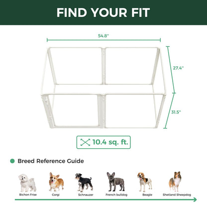 FXW AuraSpace Pro Acrylic Indoor Dog Playpen, Heavy-Duty with Metal Frame, 32" Height 6 Panels for Small and Medium Dogs, White│Patented